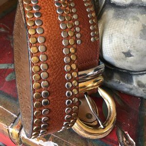 Steets Ahead Gold & Silver Studded Leather Belt
